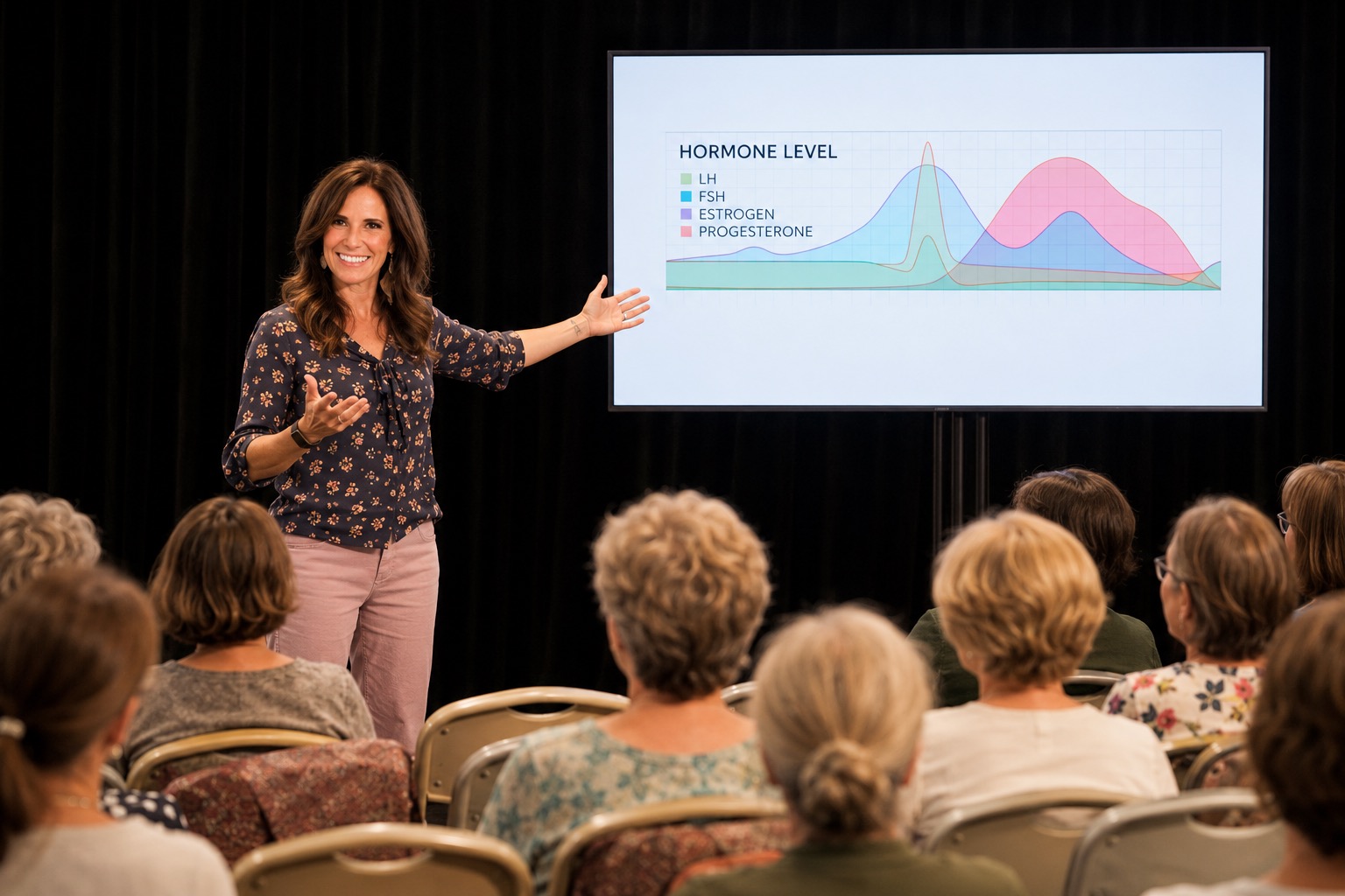 Elizabeth Greenfield speaking at a corporate wellness event